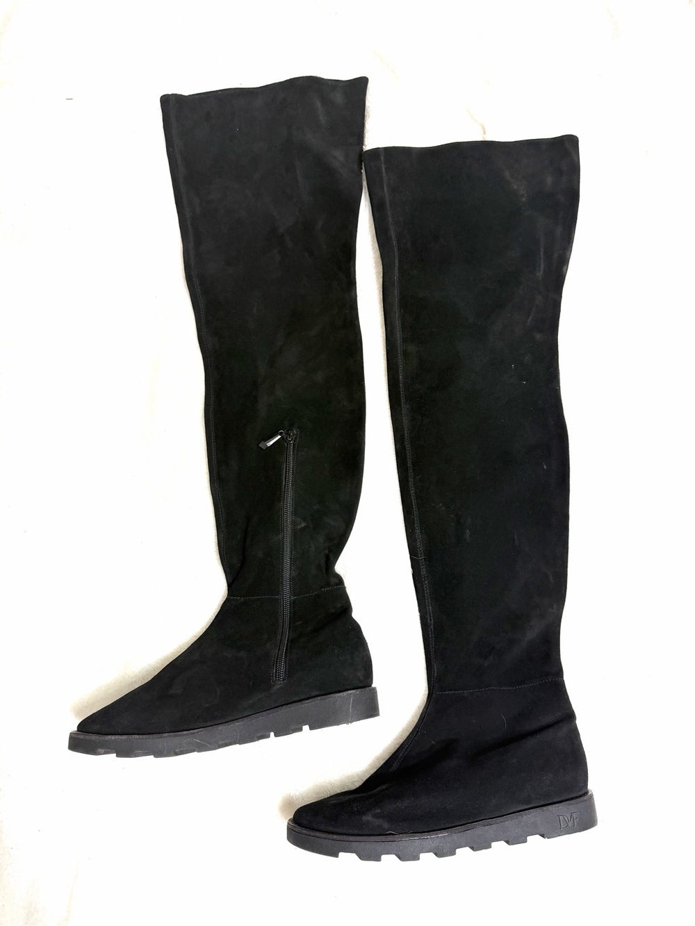Diane Von Furstenberg DVF Black Over the Knee Thigh High Suede Boots Size 7.5
